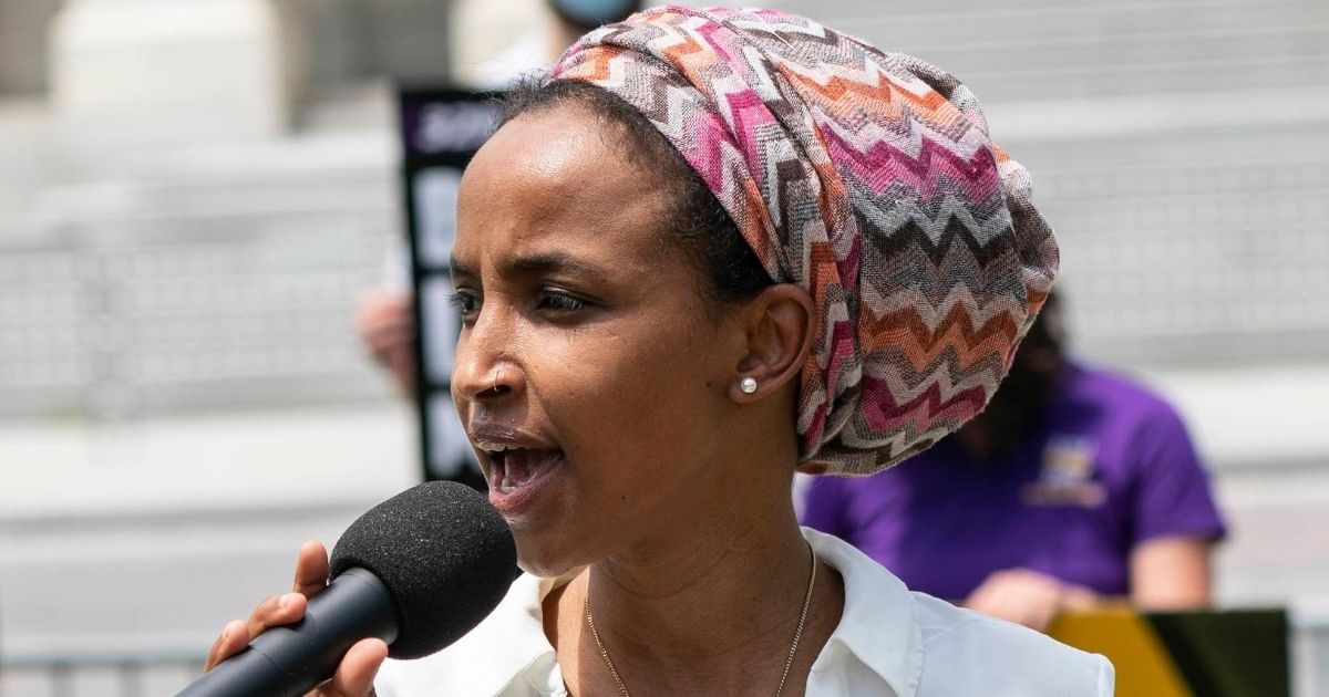 Democratic Rep. Ilhan Omar of Minnesota speaks during a "Strike for Black Lives" demonstration outside of the U.S. Capitol in Washington on July 20, 2020.