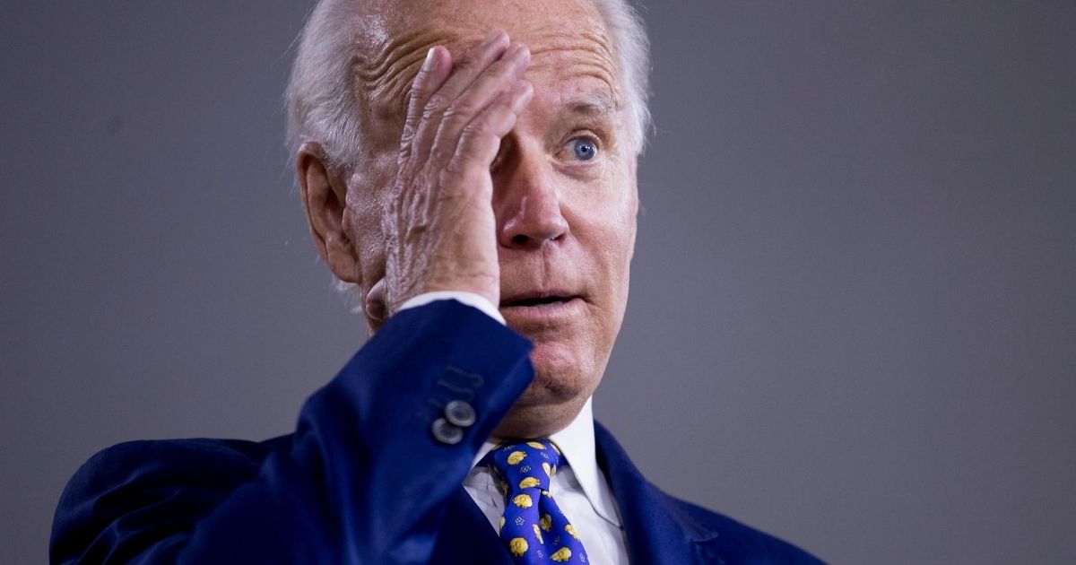 Democratic presidential candidate Joe Biden gestures during at a campaign event at the William "Hicks" Anderson Community Center in Wilmington, Delaware, on July 28, 2020.