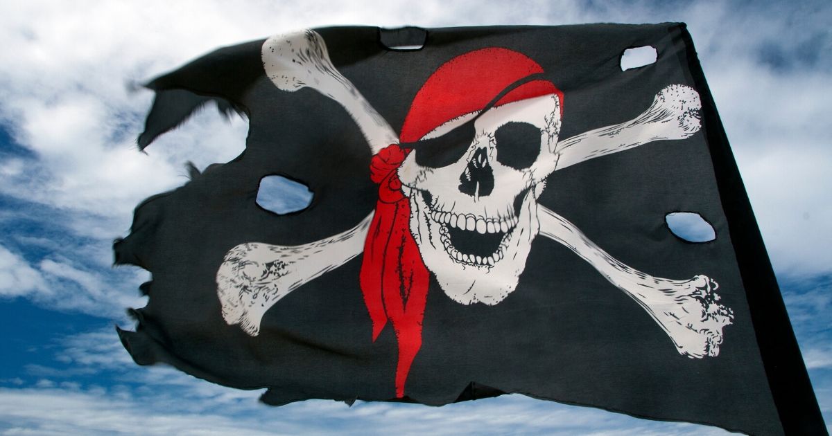 Iconic Jolly Roger flag.