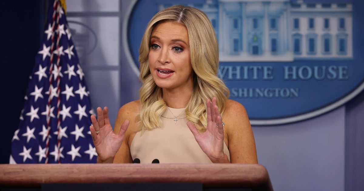 White House press secretary Kayleigh McEnany talks to reporters during a news conference in the Brady Press Briefing Room on June 30, 2020, in Washington, D.C.