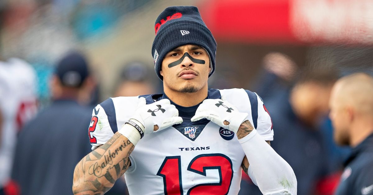 Kenny Stills of the Houston Texans on the sidelines during a game against the Tennessee Titans at Nissan Stadium on Dec. 15, 2019, in Nashville, Tennessee.