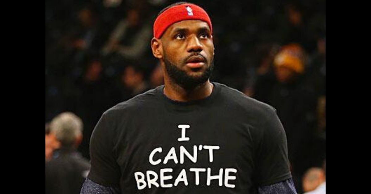 LeBron James wears an "I Can't Breathe" T-shirt during warmups in 2014.