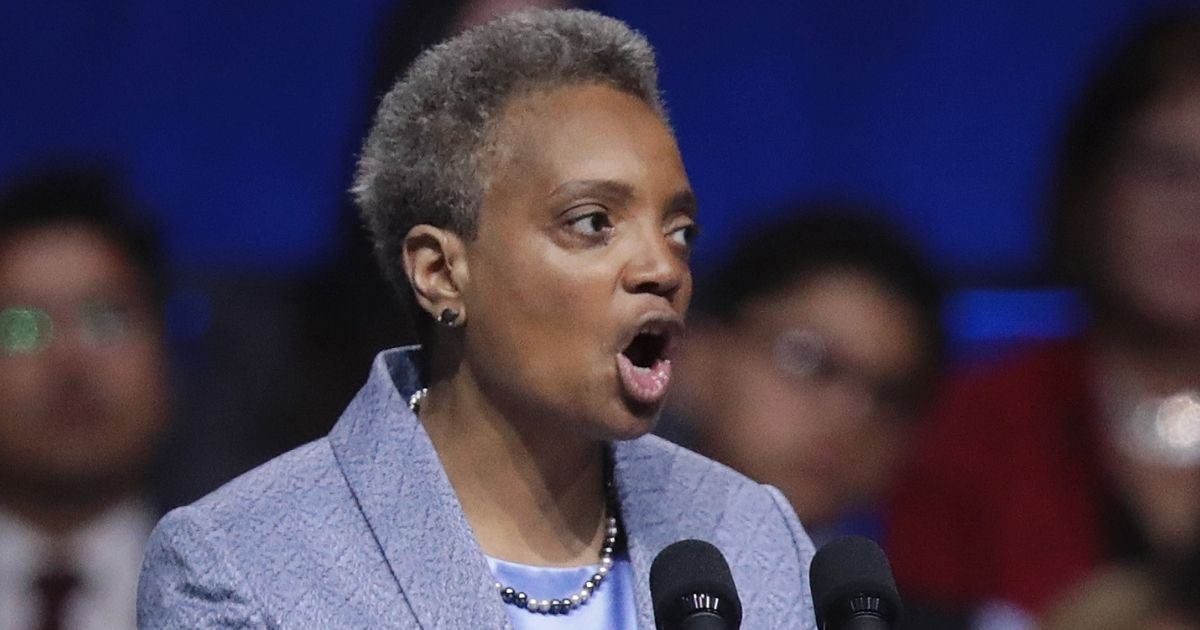 Chicago Mayor Lori Lightfoot speaks after being sworn in at the Wintrust Arena on May 20, 2019.
