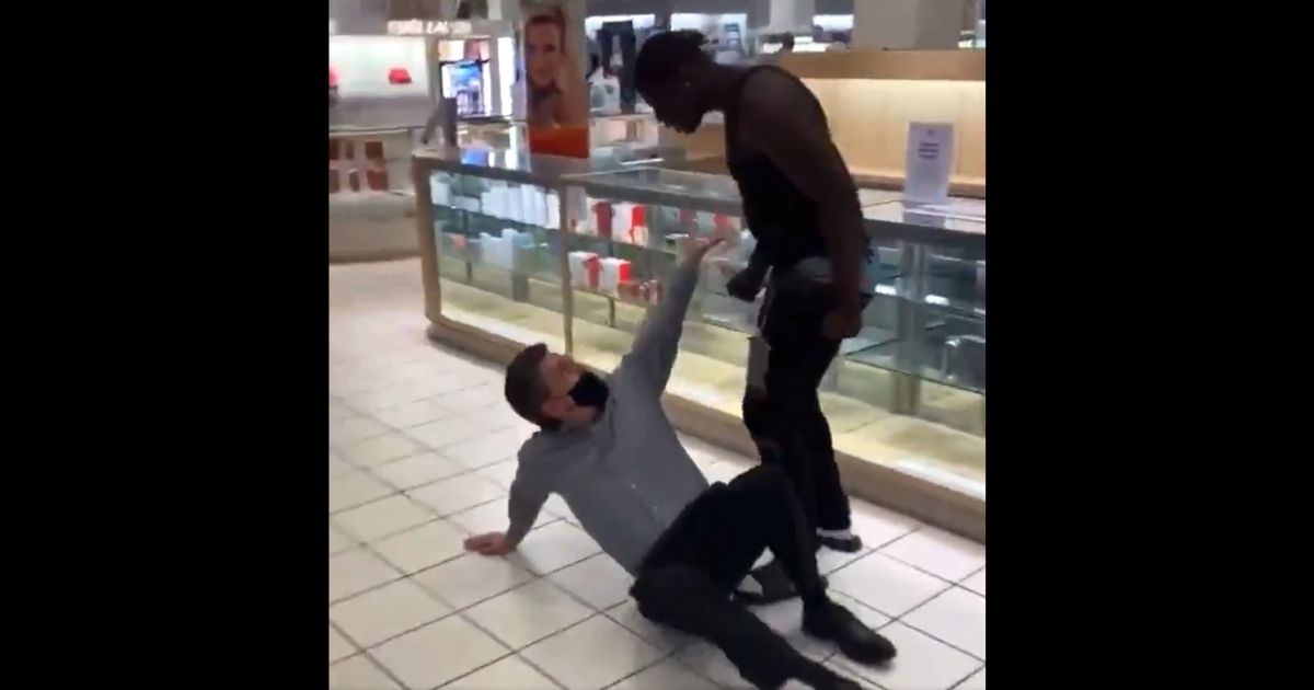 A man attacks an employee of Macy's in Flint, Michigan.
