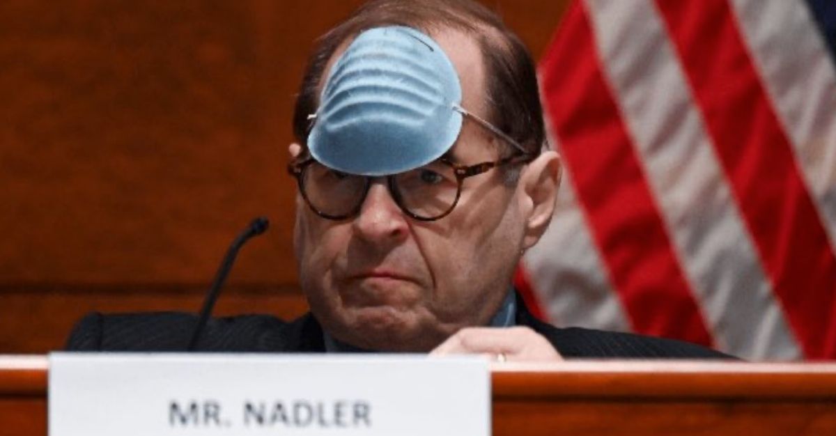 Jerry Nadler chastised his fellow House members while he wore his mask improperly and then later took it completely off.