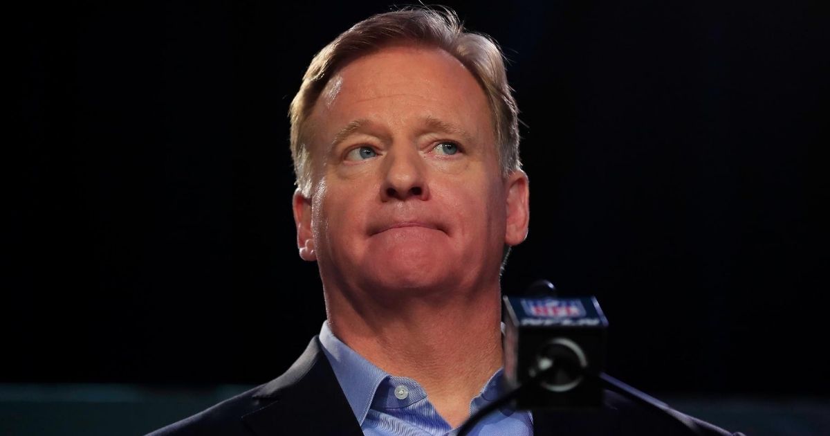 NFL Commissioner Roger Goodell speaks during a news conference prior to Super Bowl LIV at the Hilton Miami Downtown on Jan. 29, 2020.