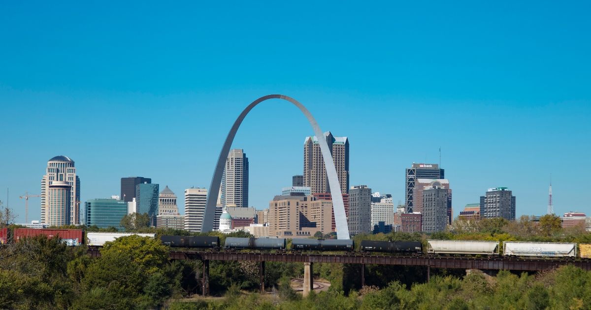 Skyline of downtown St. Louis, Missouri.