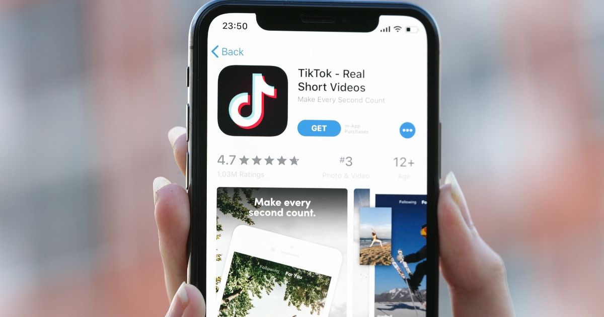 A stock photo of the TikTok app is seen above.