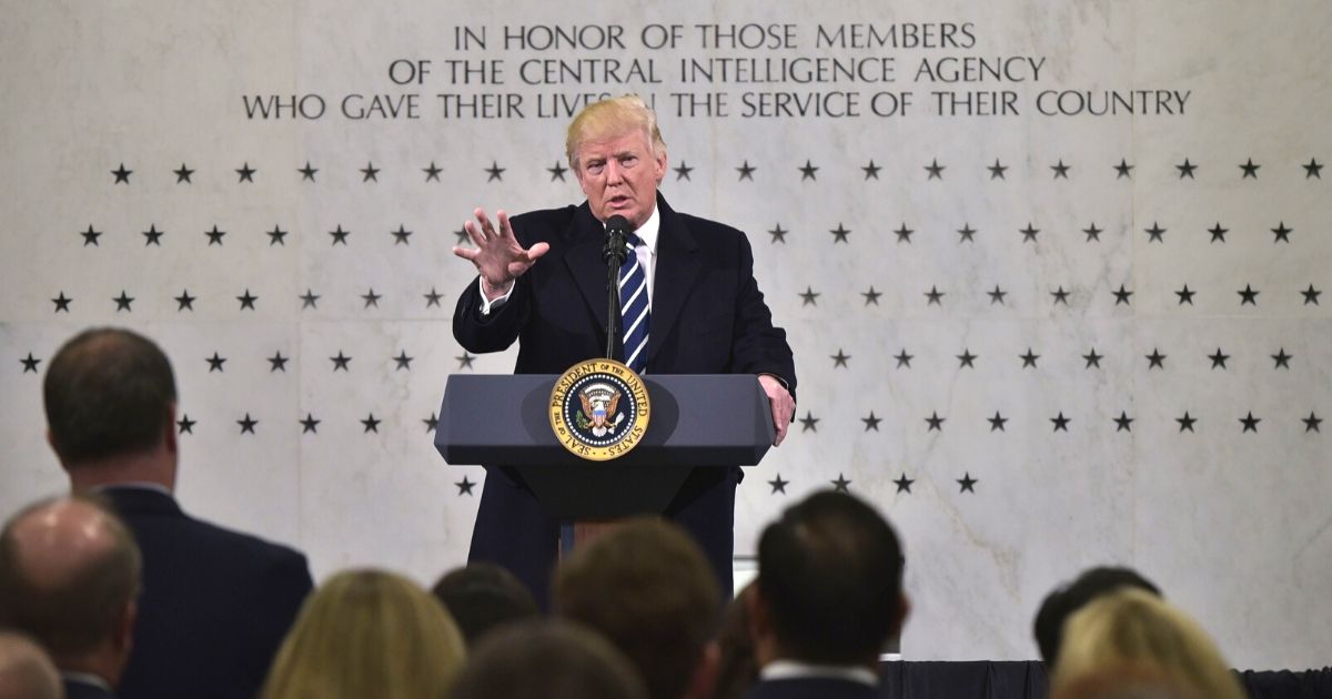 President Donald Trump speaks at CIA Headquarters in Langley, Virginia, on Jan. 21, 2017.