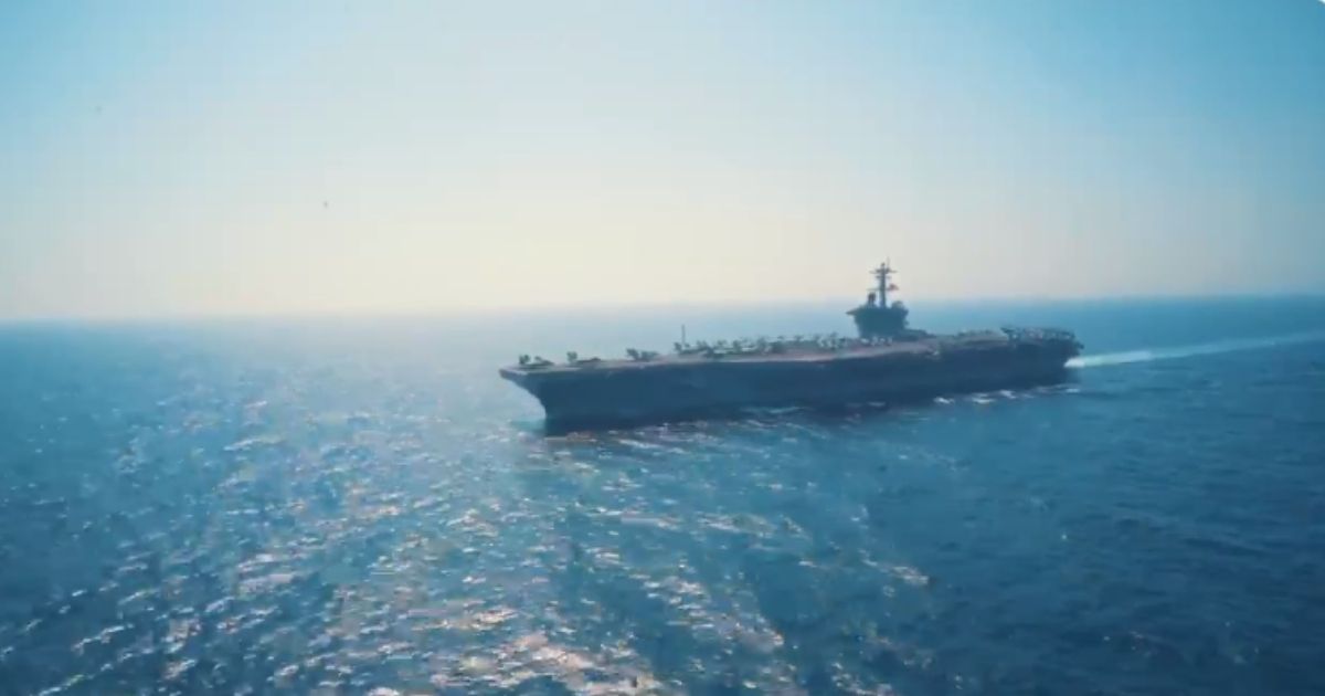 A U.S. Navy aircraft carrier seen in a video promoted by the service.
