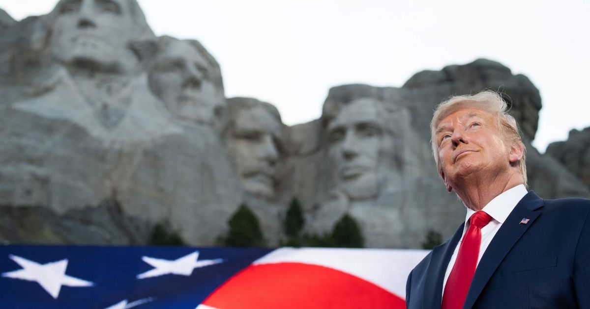 President Donald Trump arrives for the 2020 Independence Day events at Mount Rushmore in Keystone, South Dakota.