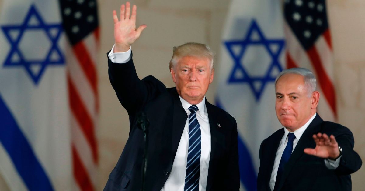 President Donald Trump, left, and Prime Minister of Israel Benjamin Netanyahu leave after delivering a speech at the Israel Museum in Jerusalem on May 23, 2017.