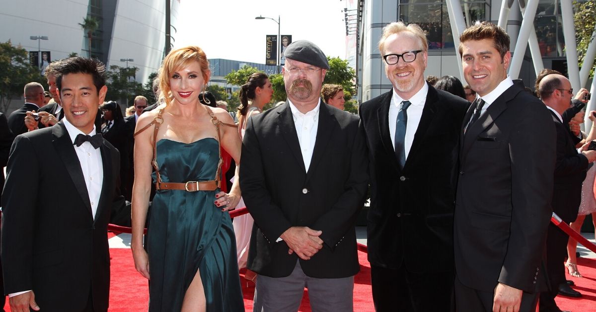 Grant Imahara with his "MythBusters" co-hosts at the 2011 Emmys.
