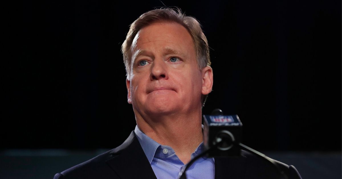 NFL Commissioner Roger Goodell speaks to the media during a news conference prior to Super Bowl LIV at the Hilton Miami Downtown on Jan. 29, 2020, in Miami.