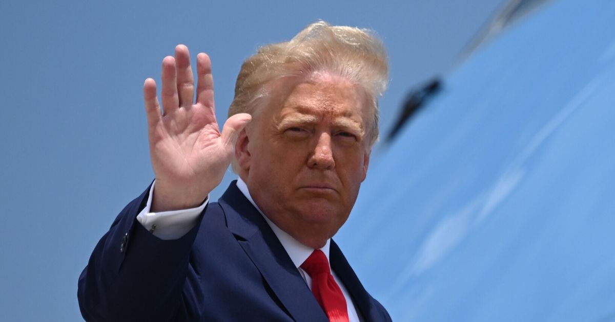 President Donald Trump boards Air Force One at Joint Base Andrews in Maryland on July 15, 2020, as he travels to Atlanta.