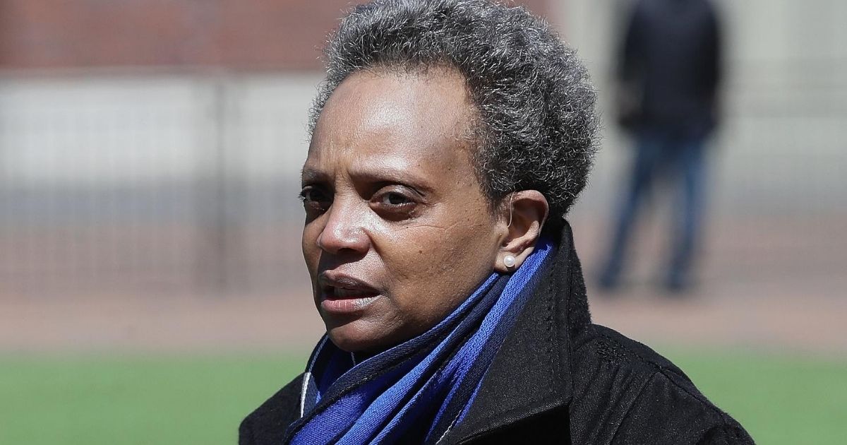 Chicago Mayor Lori Lightfoot speaks during a media briefing outside Wrigley Field on April 16, 2020, in Chicago.