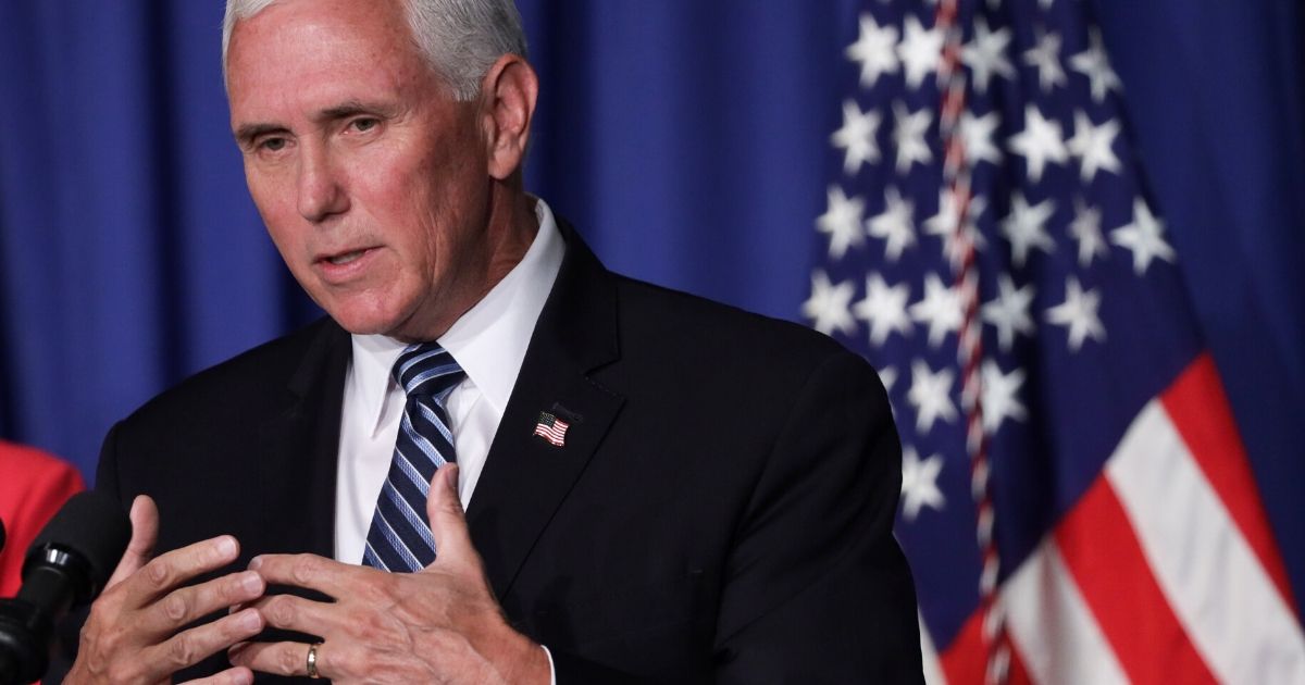 Vice President Mike Pence speaks during a White House Coronavirus Task Force briefing on July 8, 2020, in Washington, D.C. In May, Pence said: 'The very idea that the Commonwealth of Virginia would sanction a church for having 16 people come to a Palm Sunday service ... was just beyond the pale.'