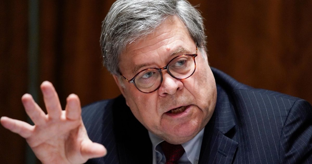In this June 15, 2020, file photo, Attorney General William Barr speaks in the Cabinet Room of the White House in Washington.