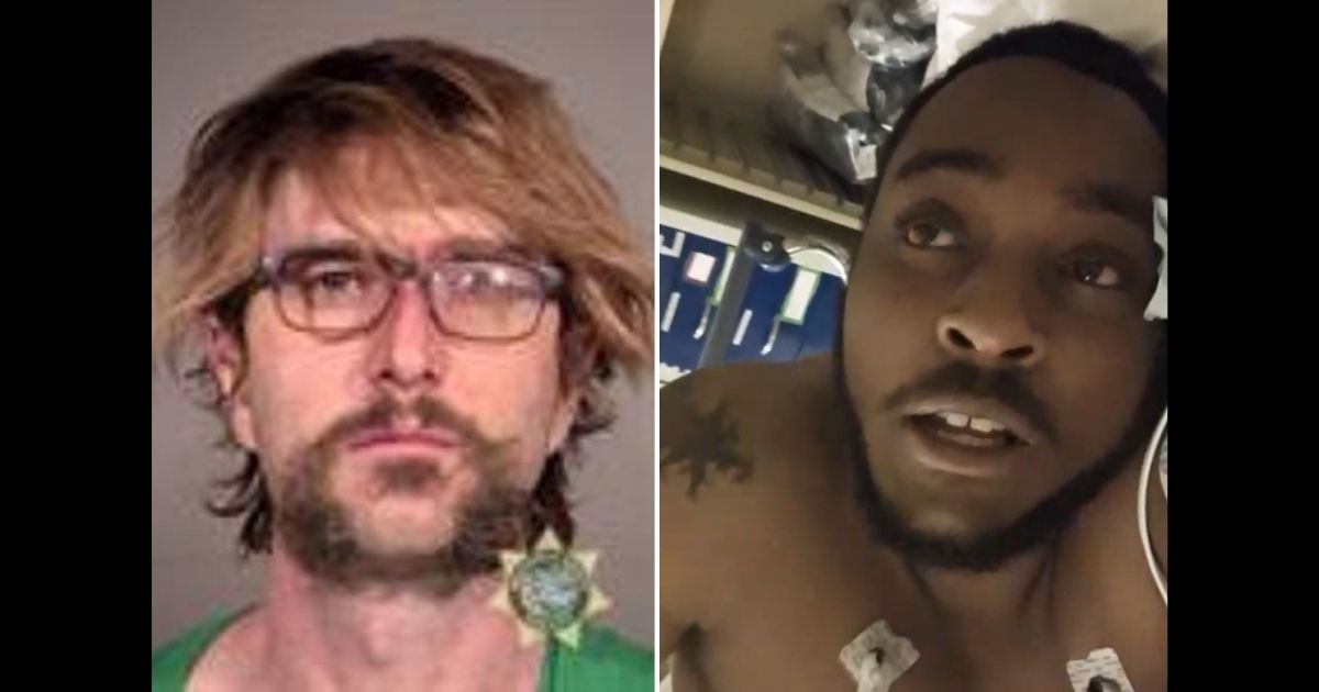 Blake David Hampe, left, is accused of stabbing Trump supporter Drew Duncomb, right.