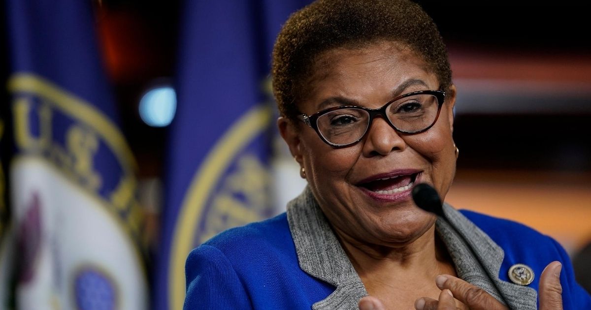 Chair of the Congressional Black Caucus Rep. Karen Bass speaks during a news conference on July 22, 2020, in Washington, D.C.