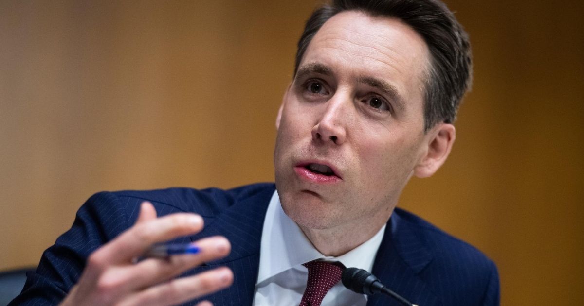 Sen. Josh Hawley asks a question during a Judiciary Committee hearing on June 16, 2020, in Washington, D.C.