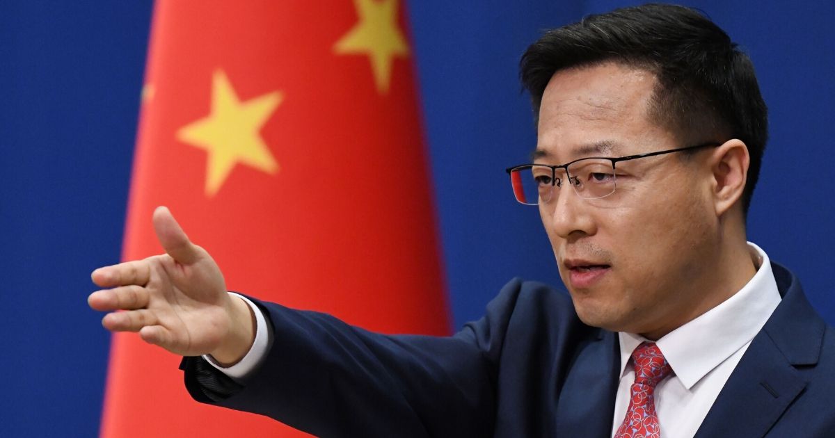 Chinese Foreign Ministry spokesman Zhao Lijian takes a question at the daily media briefing in Beijing on April 8, 2020.