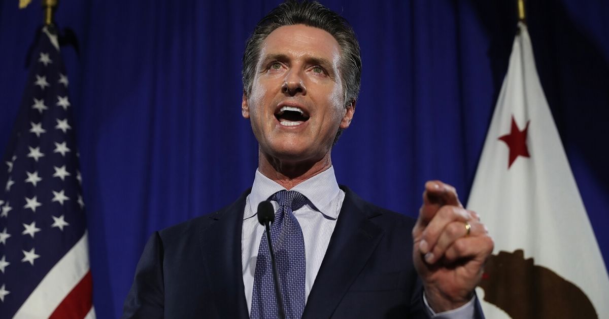 Gavin Newsom speaks during his primary election night gathering on June 5, 2018, in San Francisco, California.