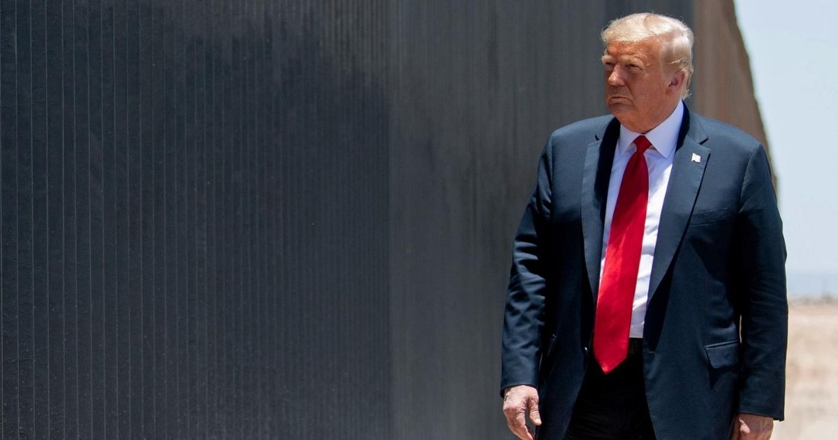 President Donald Trump participates in a ceremony commemorating the 200th mile of border wall at the international border with Mexico in San Luis, Arizona, on June 23, 2020.