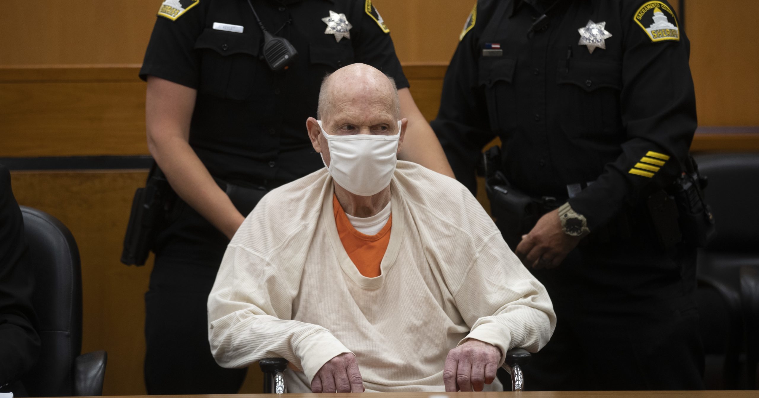 Joseph James DeAngelo is brought out of the courtroom at the Gordon D. Schaber Sacramento County Courthouse on Aug. 20, 2020, in Sacramento, California. DeAngelo, who eluded capture for four decades before being identified as the Golden State Killer, pleaded guilty in June to 13 murders and 13 rape-related charges stemming from crimes in the 1970s and 1980s. DeAngelo was sentenced to life in prison on Aug. 21, 2020.