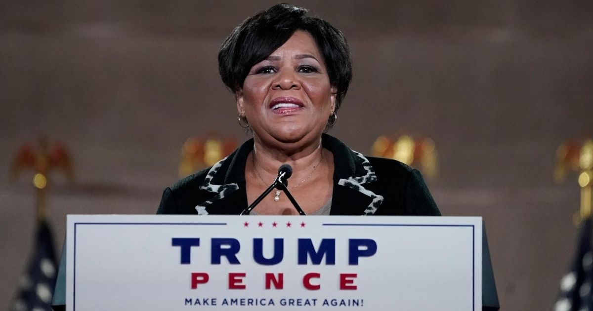 Alice Johnson, criminal justice reform advocate and former federal prisoner, pre-records her address to the Republican National Convention at the Mellon Auditorium on Aug. 27, 2020, in Washington, D.C.