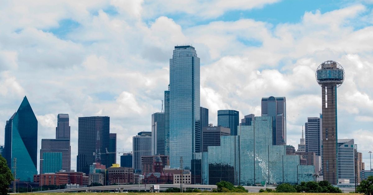 View of the Dallas skyline on July 21, 2020, in Dallas, Texas.