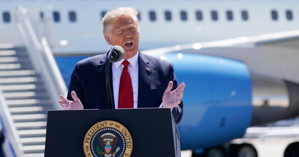 President Donald Trump speaks to a crowd of supporters at Minneapolis-Saint Paul International on Aug. 17, 2020, in Minneapolis.