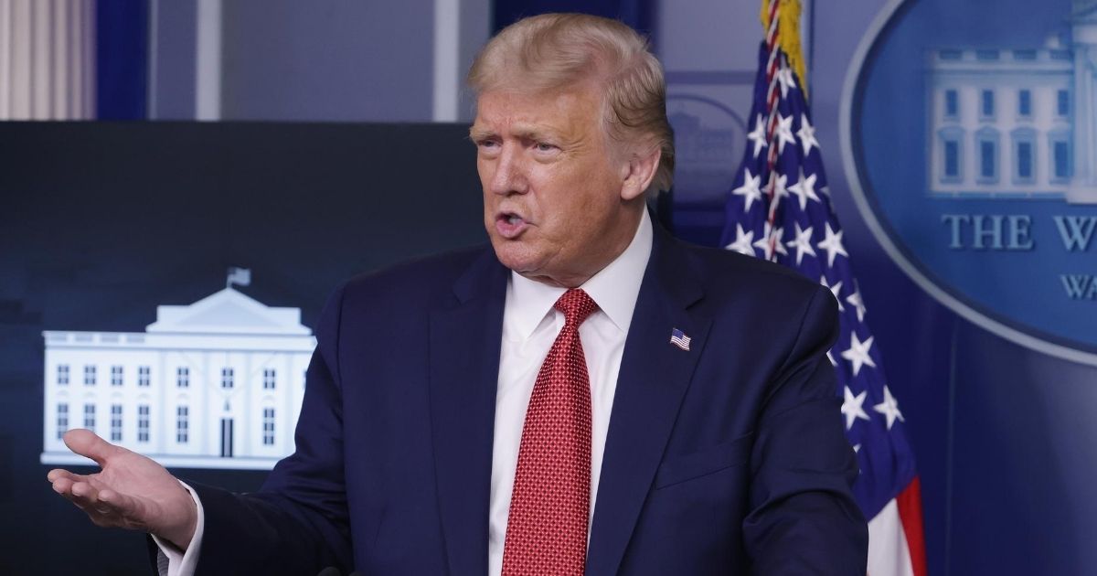 President Donald Trump speaks during a news conference at the White House on Aug. 10, 2020.
