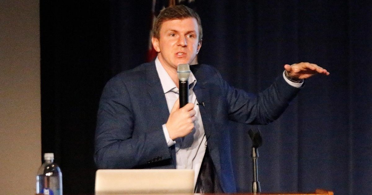 Conservative media activist James O'Keefe speaks at an event hosted by the Southern Methodist University chapter of Young Americans for Freedom at the Hughes-Trigg Student Center on Nov. 29, 2017, on the SMU campus in Dallas, Texas.