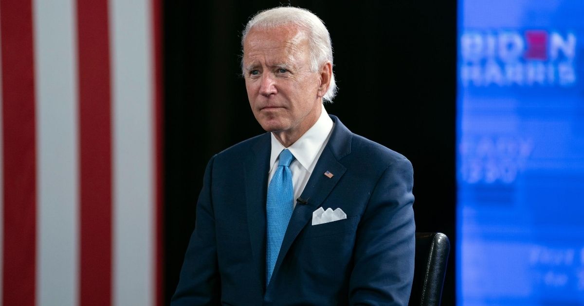 Democratic presidential candidate former Vice President Joe Biden pauses during a virtual grassroots fundraiser at the Hotel DuPont in Wilmington, Delaware, on Aug. 12, 2020.