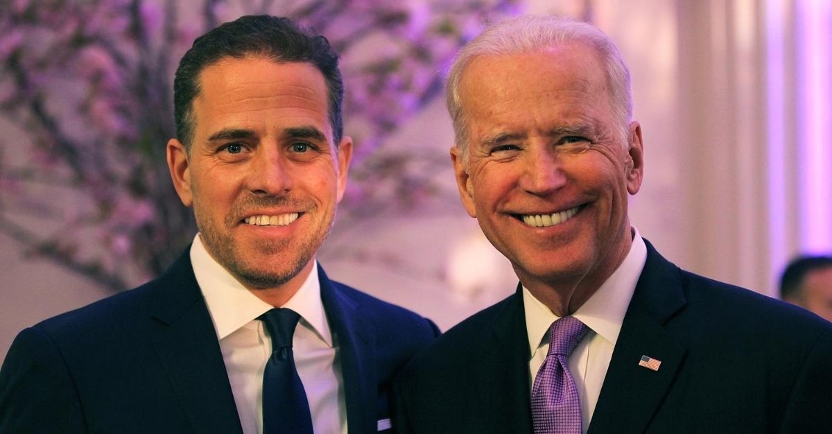 Hunter Biden, left, and his father, former Vice President Joe Biden, are pictured at the World Food Program on April 12, 2016.