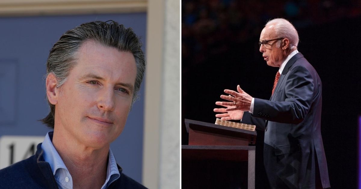 Pastor John MacArthur, right, has won the latest legal battle in his fight with California Gov. Gavin Newsom, left, to keep Grace Community Church open amid coronavirus-related restrictions in the state.