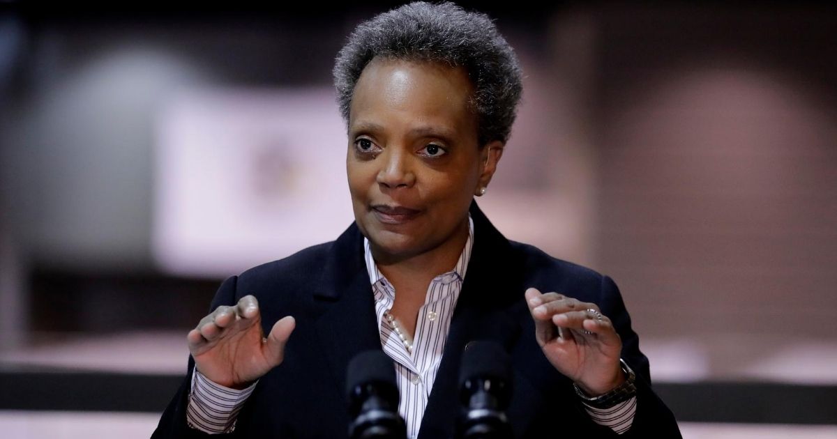 Chicago Mayor Lori Lightfoot speaks during a news conference at McCormick Place in Chicago on April 10, 2020.