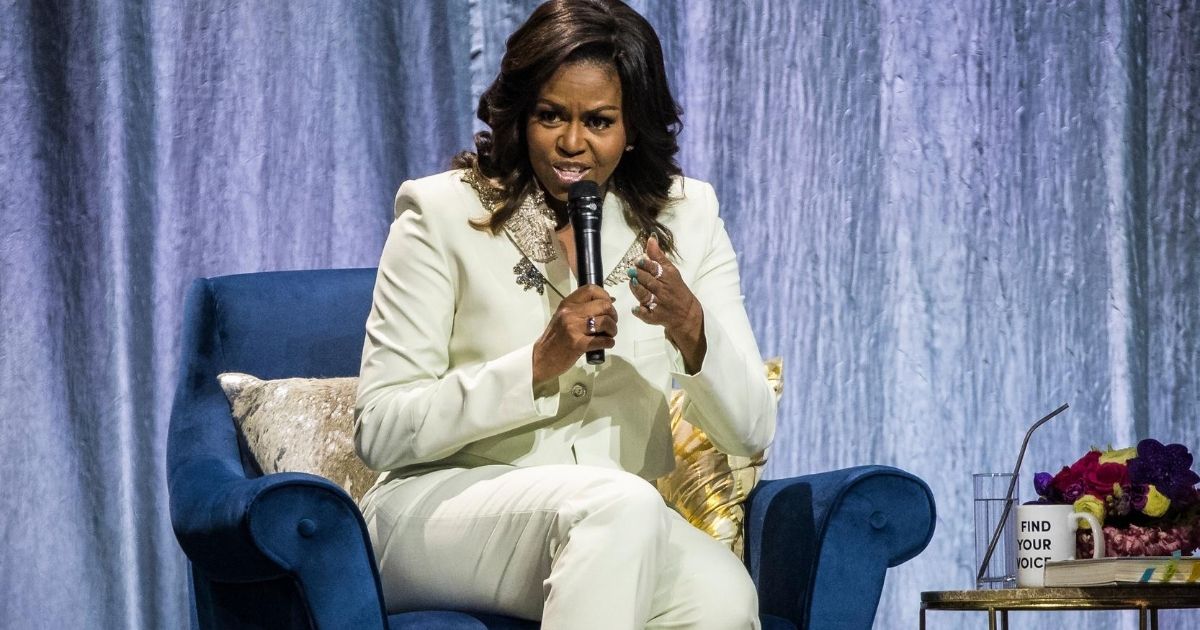 Michelle Obama speaks at the Ericsson Globe Arena on April 10, 2019, in Stockholm, Sweden.