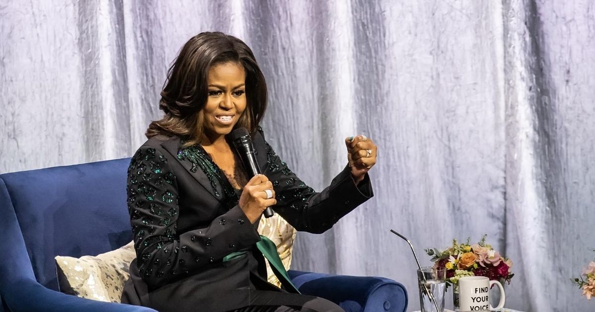 Former first lady Michelle Obama speaks at Oslo Spektrum on April 11, 2019, in Oslo, Norway.