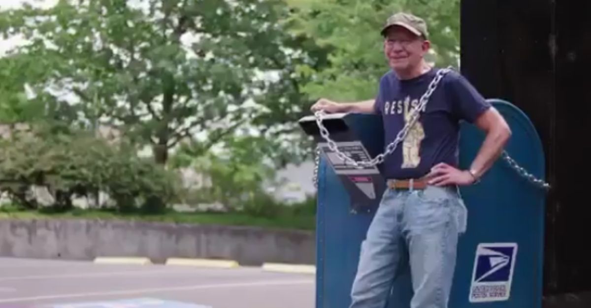 Oregon Democratic Rep. Peter DeFazio, Chair of the House Transportation and Infrastructure Committee, leans against a mailbox for a campaign video.