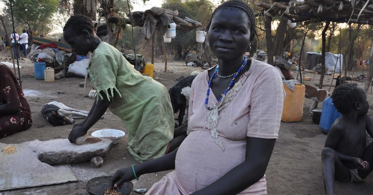 A pregnant woman who is surviving on maize and cactus fruits is pictured on Dec. 5, 2011, at the Doro refugee camp, near the town of Bunj, about 40 kilometres from the border in South Sudan's Upper Nile state.