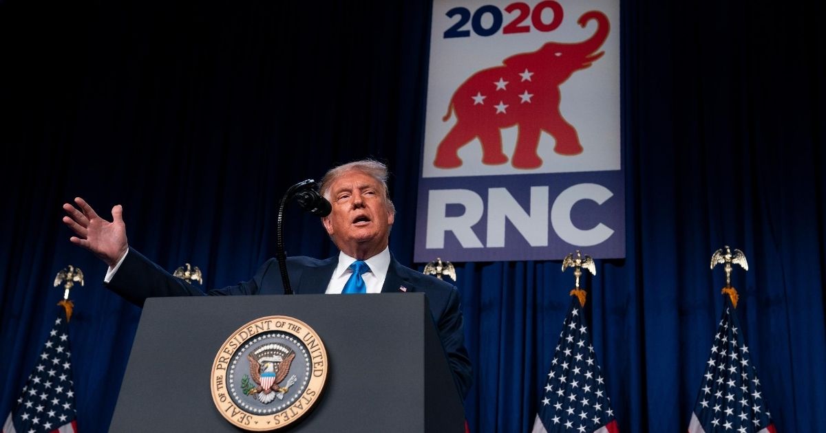 President Donald Trump arrives to speak at the Republican National Convention in Charlotte, North Carolina, on Aug. 24, 2020.