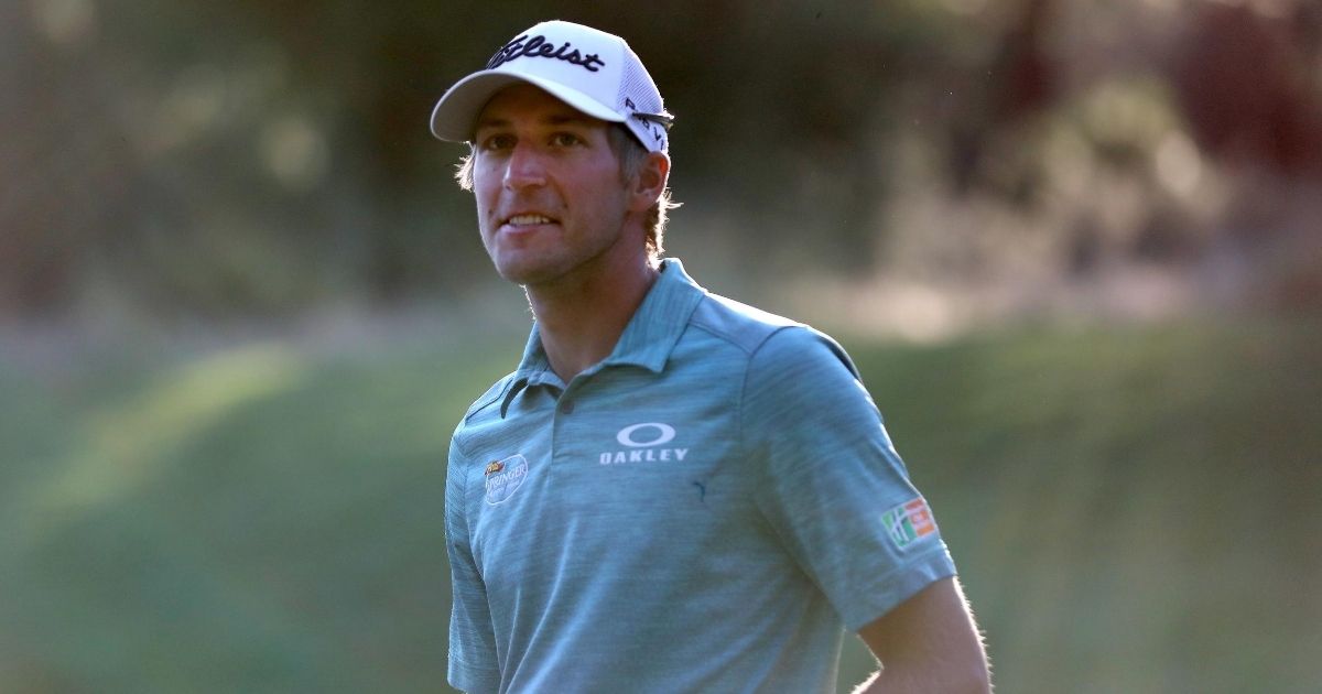 Golfer Richy Werenski grins after putting in to win on the 18th green Sunday during the final round of the Barracuda Championship at Tahoe Mountain Club's Old Greenwood Golf Course in Truckee, California.