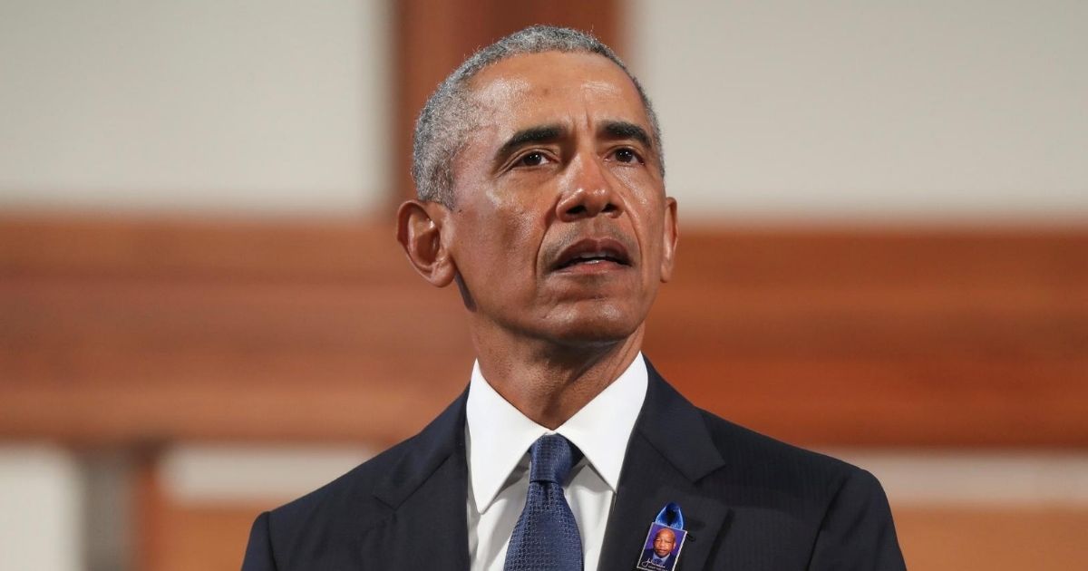 Former President Barack Obama speaks during the funeral service of the late Democratic Rep. John Lewis of Georgia at Ebenezer Baptist Church on July 30, 2020, in Atlanta.