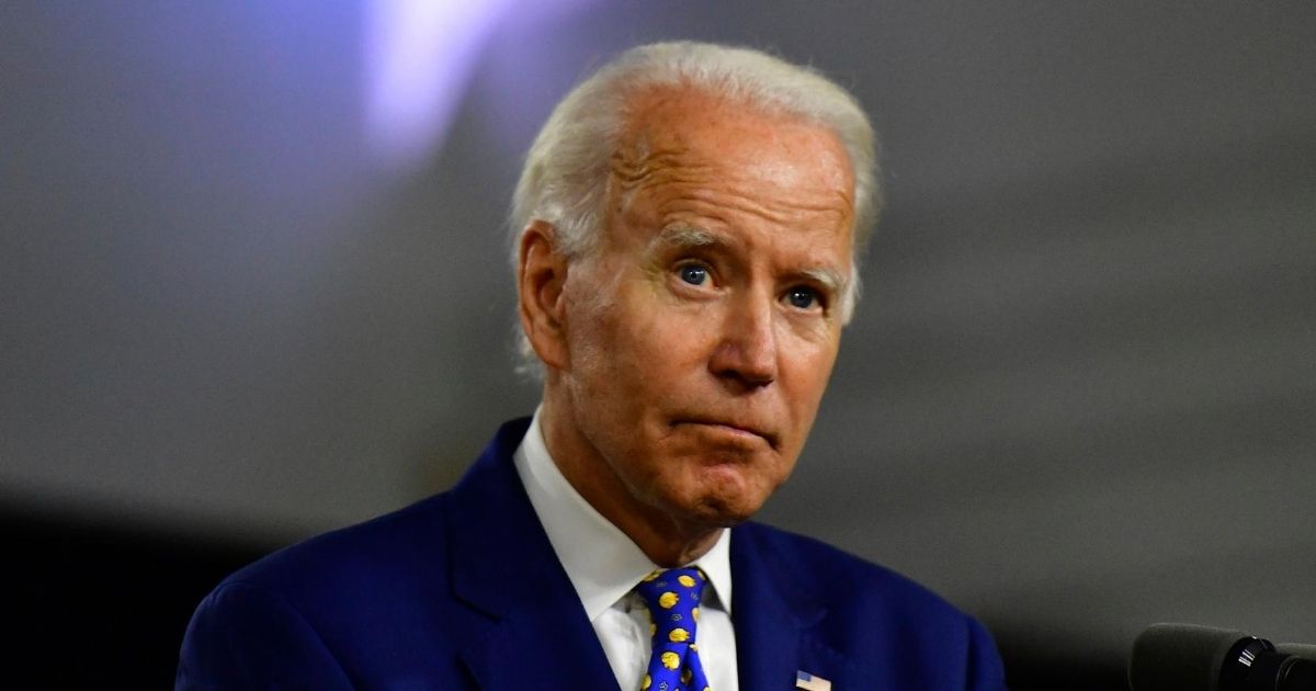 Former Vice President Joe Biden, the presumptive Democratic presidential nominee, listens to a question from the media after delivering a speech at the William Hicks Anderson Community Center on July 28, 2020, in Wilmington, Delaware.