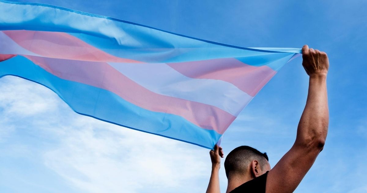 A stock image of a person waving a transgender flag is pictured above.