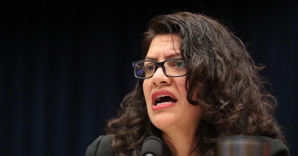 Democratic Rep. Rashida Tlaib of Michigan questions Facebook co-founder and CEO Mark Zuckerberg during a House Financial Services Committee hearing on Capitol Hill on Oct. 23, 2019, in Washington, D.C.