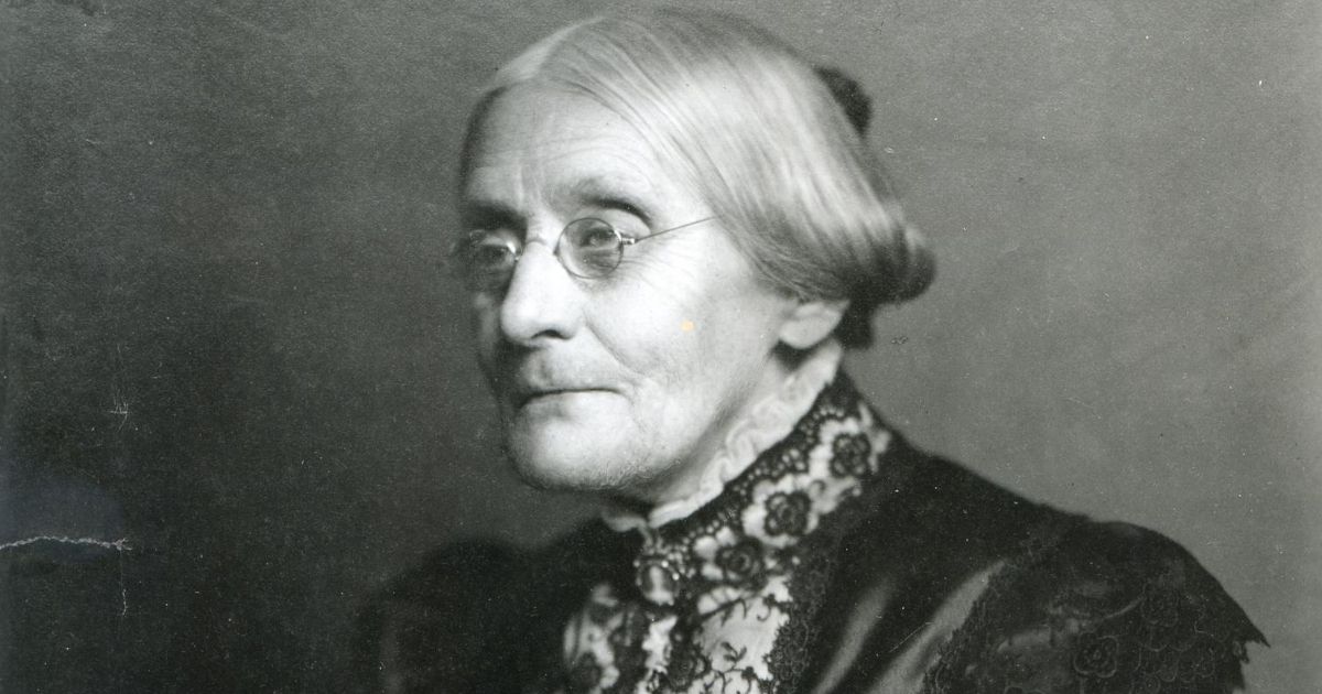 Women's suffrage leader Susan B. Anthony is pictured in the late 19th or early 20th century.