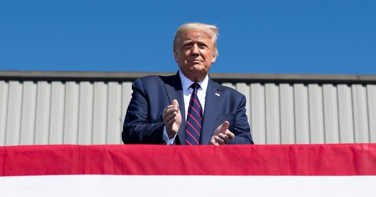 President Donald Trump arrives to speak outside Mariotti Building Products in Old Forge, Pennsylvania, on Aug. 20, 2020.